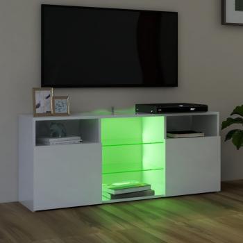 TV-Schrank mit LED-Leuchten Hochglanz-Weiß 120x30x50 cm