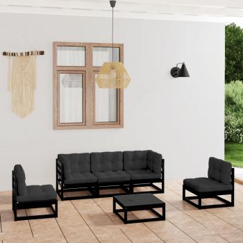 ARDEBO.de - 6-tlg. Garten-Lounge-Set mit Kissen Kiefer Massivholz