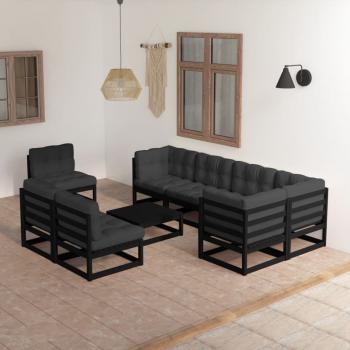 ARDEBO.de - 9-tlg. Garten-Lounge-Set mit Kissen Massivholz Kiefer