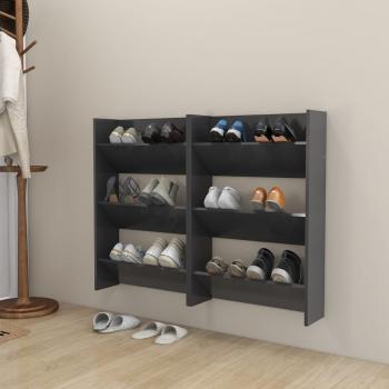 ARDEBO.de - Wand-Schuhschränke 2 Stk. Grau 60x18x90 cm Holzwerkstoff