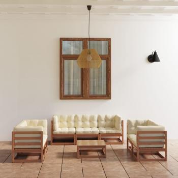 ARDEBO.de - 8-tlg. Garten-Lounge-Set mit Kissen Kiefer Massivholz