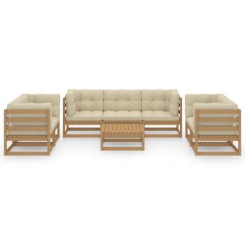 8-tlg. Garten-Lounge-Set mit Kissen Kiefer Massivholz