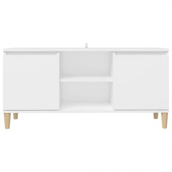 TV-Schrank mit Massivholz-Beinen Weiß 103,5x30x50 cm