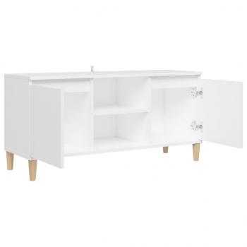 TV-Schrank mit Massivholz-Beinen Weiß 103,5x30x50 cm