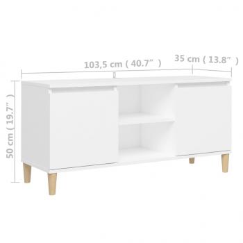 TV-Schrank mit Massivholz-Beinen Weiß 103,5x30x50 cm