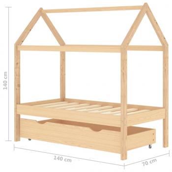 Kinderbett mit Schublade Massivholz Kiefer 70x140 cm