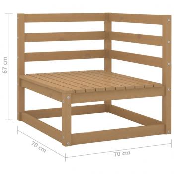 2tlg. Garten-Lounge-Set mit Kissen Honigbraun Massivholz Kiefer