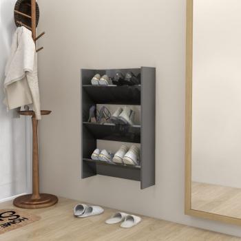 ARDEBO.de - Wand-Schuhschrank Hochglanz-Grau 60x18x90 cm Holzwerkstoff