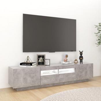 TV-Schrank mit LED-Leuchten Betongrau 180x35x40 cm