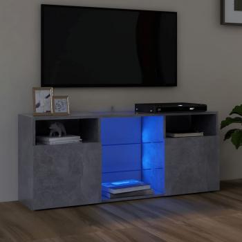 ARDEBO.de - TV-Schrank mit LED-Leuchten Betongrau 120x30x50 cm