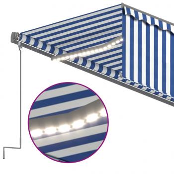 Markise Automatisch mit Rollo LED Windsensor 6x3m Blau Weiß