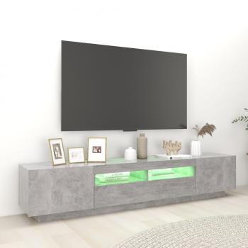 TV-Schrank mit LED-Leuchten Betongrau 200x35x40 cm