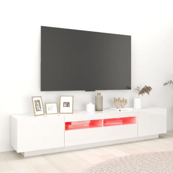 TV-Schrank mit LED-Leuchten Hochglanz-Weiß 200x35x40 cm