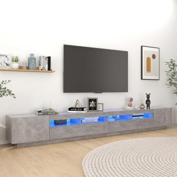 ARDEBO.de - TV-Schrank mit LED-Leuchten Betongrau 300x35x40 cm