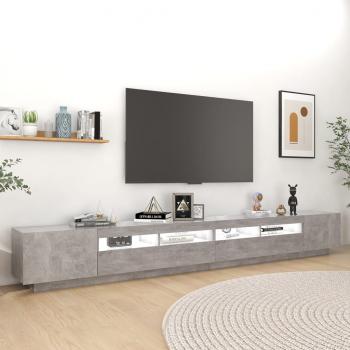 TV-Schrank mit LED-Leuchten Betongrau 300x35x40 cm