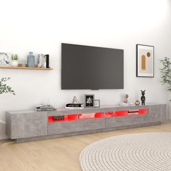 TV-Schrank mit LED-Leuchten Betongrau 300x35x40 cm