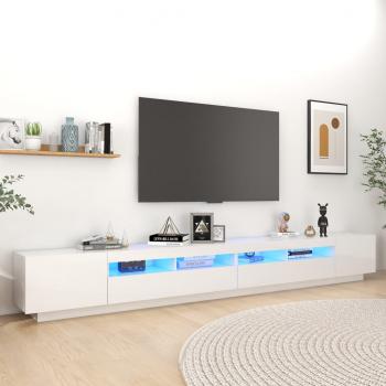 ARDEBO.de - TV-Schrank mit LED-Leuchten Hochglanz-Weiß 300x35x40 cm