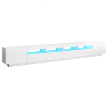 TV-Schrank mit LED-Leuchten Hochglanz-Weiß 300x35x40 cm