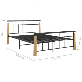 Bettgestell Metall und Massivholz Eiche 140x200 cm