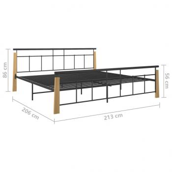 Bettgestell Metall und Massivholz Eiche 200x200 cm