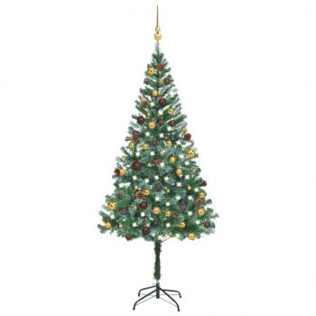 ARDEBO.de - Künstlicher Weihnachtsbaum mit Beleuchtung Kugeln Zapfen 180 cm