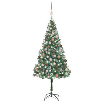 ARDEBO.de - Künstlicher Weihnachtsbaum mit Beleuchtung Kugeln Zapfen 180 cm