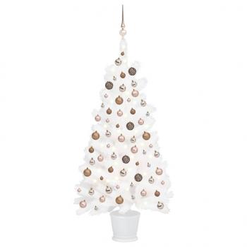 ARDEBO.de - Künstlicher Weihnachtsbaum mit Beleuchtung & Kugeln Weiß 90 cm