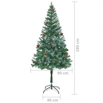 Künstlicher Weihnachtsbaum mit Beleuchtung Kugeln Zapfen 180 cm