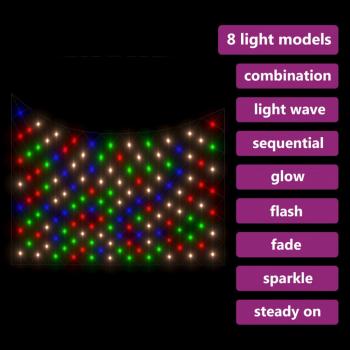 Weihnachts-Lichternetz Mehrfarbig 3x3 m 306 LEDs Indoor Outdoor