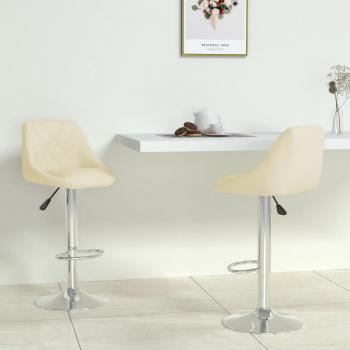 ARDEBO.de - Barhocker 2 Stk. Creme Kunstleder