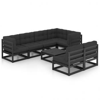 ARDEBO.de - 8-tlg. Garten-Lounge-Set mit Kissen Massivholz Kiefer