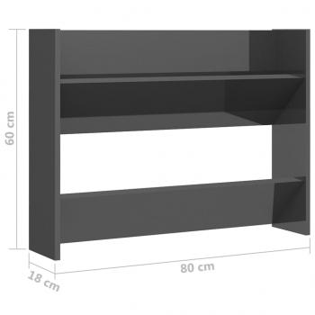 Wand-Schuhschrank Hochglanz-Grau 80x18x60 cm Holzwerkstoff