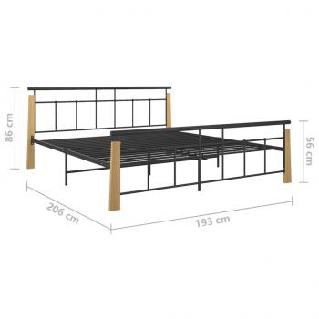 Bettgestell Metall und Massivholz Eiche 180x200 cm