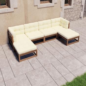 ARDEBO.de - 6-tlg Garten-Lounge-Set mit Kissen Honigbraun Massivholz Kiefer