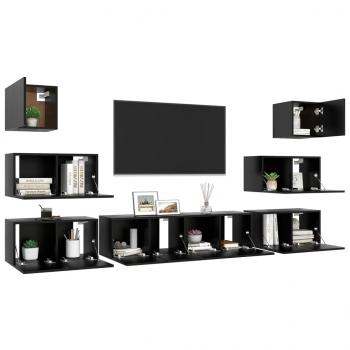 8-tlg. TV-Schrank-Set Schwarz Holzwerkstoff