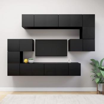 ARDEBO.de - 10-tlg. TV-Schrank-Set Schwarz Holzwerkstoff