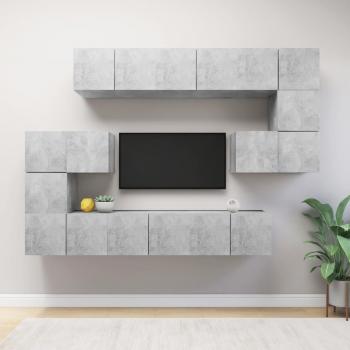 ARDEBO.de - 10-tlg. TV-Schrank-Set Betongrau Holzwerkstoff