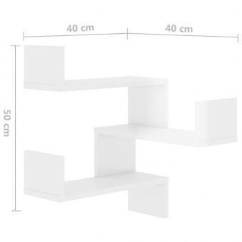 Wand-Eckregale 2 Stk. Hochglanz-Weiß 40x40x50 cm Holzwerkstoff