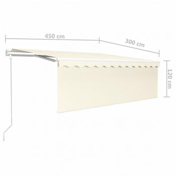 Markise Automatisch mit Rollo LED Windsensor 4,5x3 m Creme 