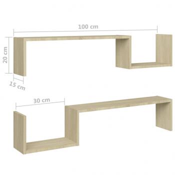 Wandregale 2 Stk. Sonoma-Eiche 100x15x20 cm Holzwerkstoff