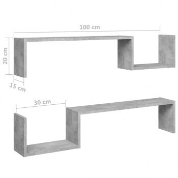 Wandregale 2 Stk. Betongrau 100x15x20 cm Holzwerkstoff