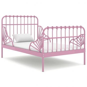 ARDEBO.de - Ausziehbett Rosa Metall 80x130/200 cm