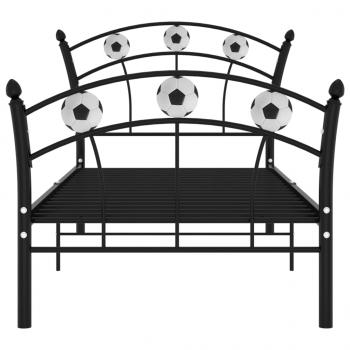 Einzelbett mit Fußball-Design Schwarz Metall 90x200 cm