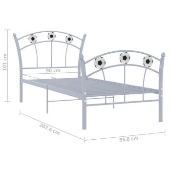 Einzelbett mit Fußball-Design Grau Metall 90x200 cm