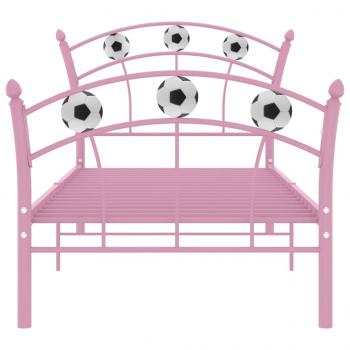 Einzelbett mit Fußball-Design Rosa Metall 90x200 cm