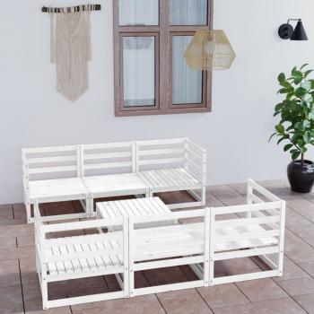 ARDEBO.de - 7-tlg. Garten-Lounge-Set Weiß Massivholz Kiefer