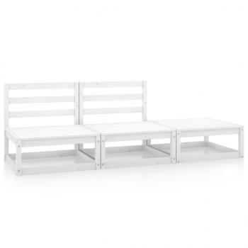 ARDEBO.de - 3-tlg. Garten-Lounge-Set Weiß Kiefer Massivholz