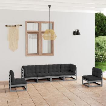 ARDEBO.de - 6-tlg. Garten-Lounge-Set mit Kissen Kiefer Massivholz