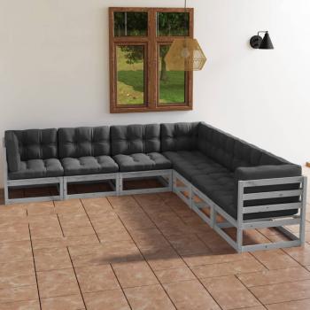 ARDEBO.de - 7-tlg. Garten-Lounge-Set mit Kissen Kiefer Massivholz