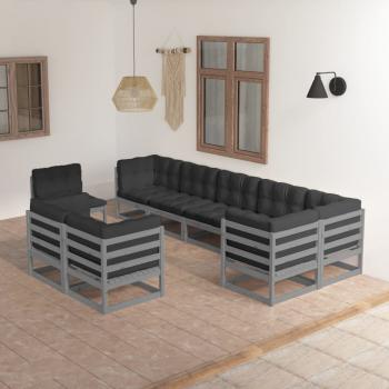 ARDEBO.de - 9-tlg. Garten-Lounge-Set mit Kissen Massivholz Kiefer